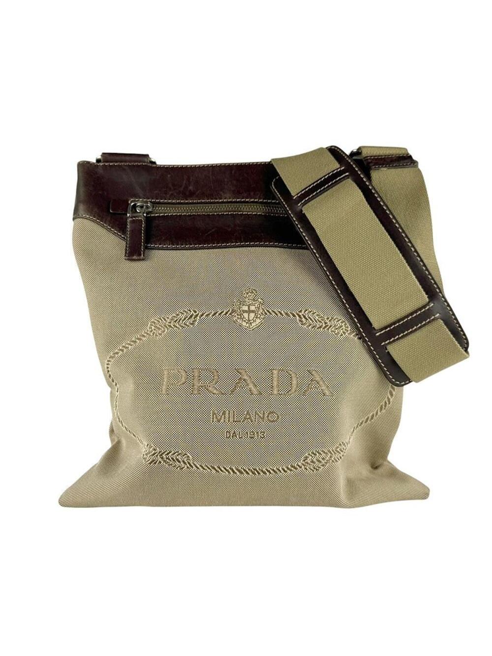 Auth Prada Crossbody Shoulder Bag Brown #284486P36B